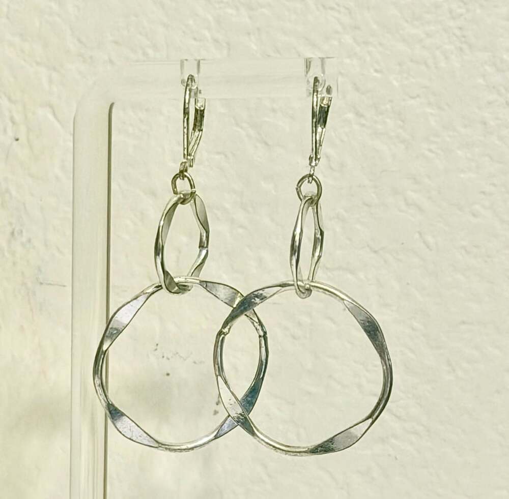 One For Me' Sterling Silver Drop Earrings 2" Diameter Dangle Hoops
